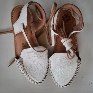 Women's White Leather Sandals